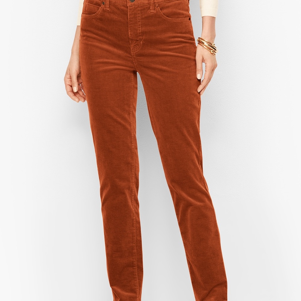 Talbots Signature Corduroy Ribbed Velvet Pants Size 8 copper burnt orange